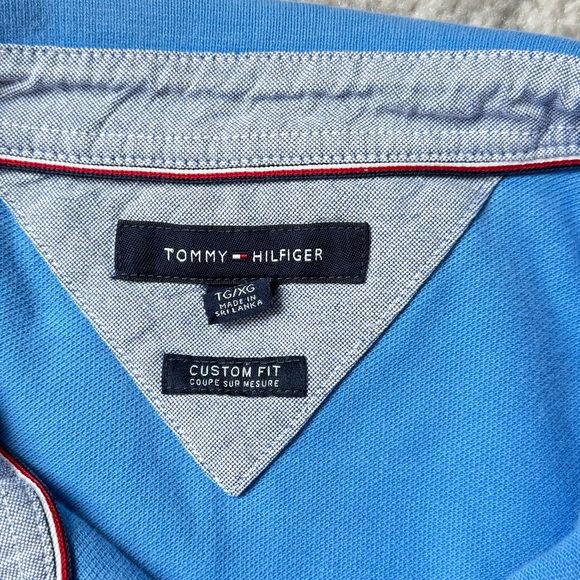 Tommy Hilfiger Custom Fit Solid Blue Casual Mens Short Sleeve Polo Shirt Size XL - Picture 3 of 5